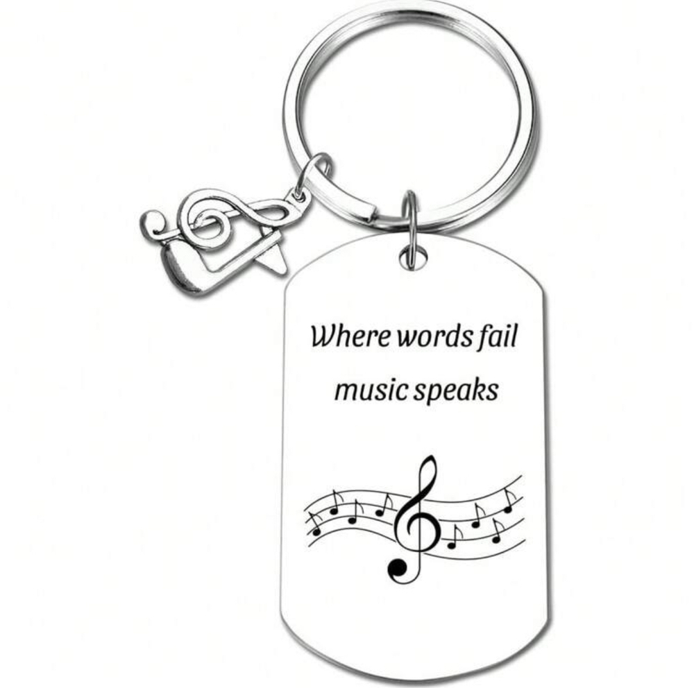 3/$25 Where Words Fail Music Speaks Stainless Steel Keychain NEW